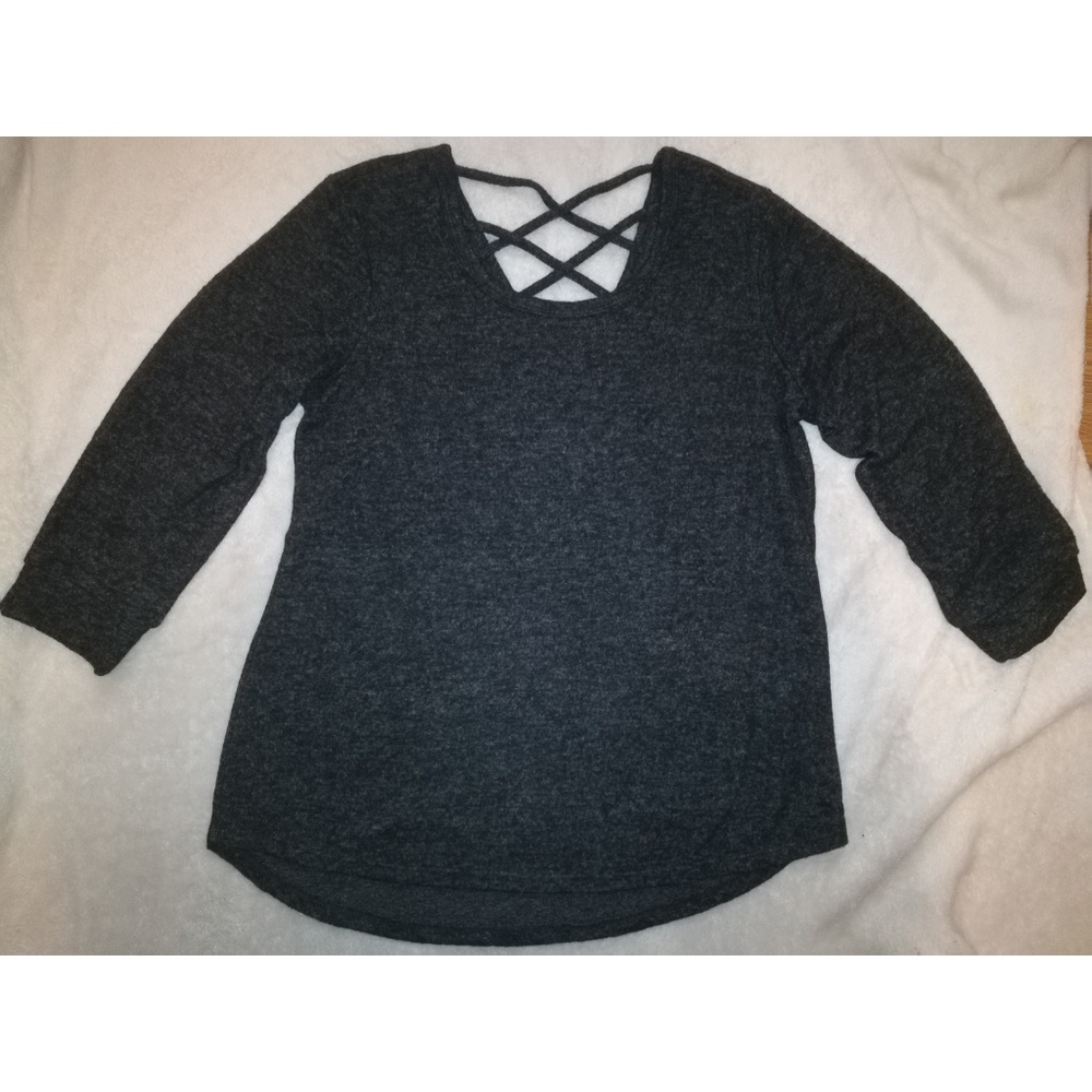 DARK GRAY SWEATER WITH STRAPPY BACK